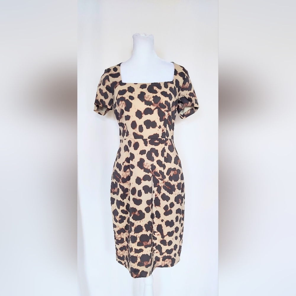 Banana Republic Short Sleeve Sheath Dress Size 0 Leopard Print Stretch